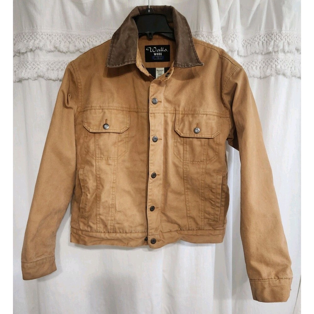 Walls Men's Tan  Workwear Jacket, Zip Button Front Size M Ragged Workwear